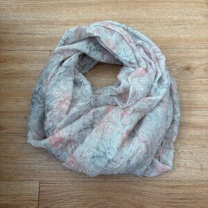 BP Nordstrom Light Knit Wrap Infinity Scarf Floral Multi Grey One Size